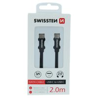2 x KABEL SWISSTEN TEXTILE USB-C/USB-C 3A 2M BLACK