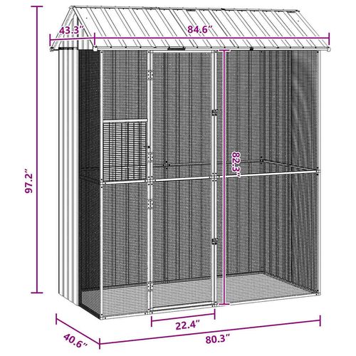 Klatka dla ptaków z przechowywaniem Antracyt 215 x 110 x 247 cm na Arena.pl