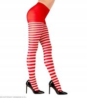 RAJSTOPY ŚNIEŻYNKI W BIAŁO-CZERWONE PASKI XL