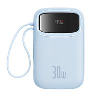 power bank 10000mah qpow 2 30w z wbudowanymi kablami usb-c - niebieski