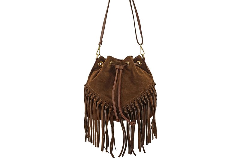 Torebka skórzana boho style - Brązowa zdjęcie 2