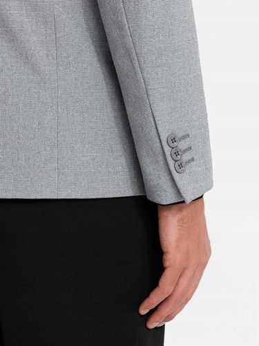 Marynarka męska elegancka z guzikami na mankietach szara V2 OM-BLZB-0114 L na Arena.pl
