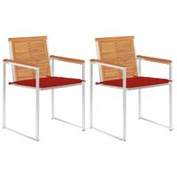 Krzesła ogrodowe z poduszkami, 2 szt., drewno akacjowe i stal