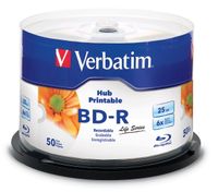 BD-R BLU-RAY 25GB x6 VERBATIM PRINTABLE 50 szt BIAŁA w opakowaniu cake