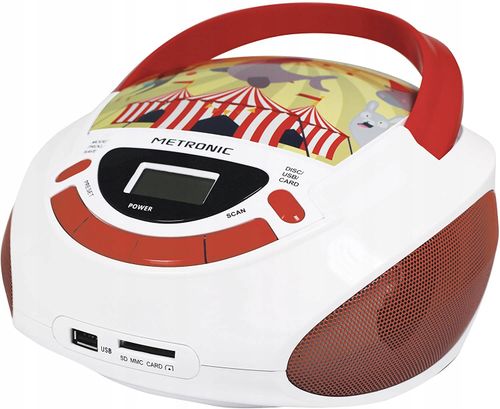 Metronic Odtwarzacz CD Circus z wejściem USB AUX czerwono biały cyrk na Arena.pl