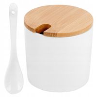 Cukierniczka CERAMICZNA BAMBUSOWA biała pojemnik na cukier z łyżeczką