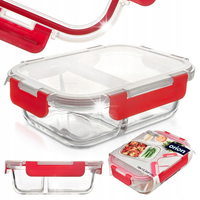 POJEMNIK SZKLANY NA ZYWNOSC DZIELONY LUNCHBOX Z PRZEGRODAMI 550ML