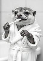 Plakat 50x70cm Vintage Artystyczny | Surykatka | Portret Zwierząt Pop Art