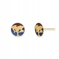 KOLCZYKI DRZEWKO SREBRO POZŁACANE Z TYTANEM