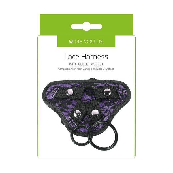 Fioletowy Pas Do Mocowania Dildo - Strap-On Lace Harness Purple zdjęcie 2