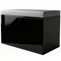 Szafka Na Buty Obuwie Siedzisko Czarny Połysk Ze Schowkiem Do Przedpokoju