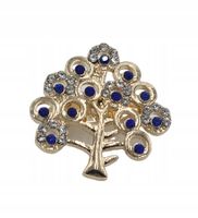 Broszka wysadzana niebieskimi i białymi lśniącymi cyrkoniami drzewko 2,5cm