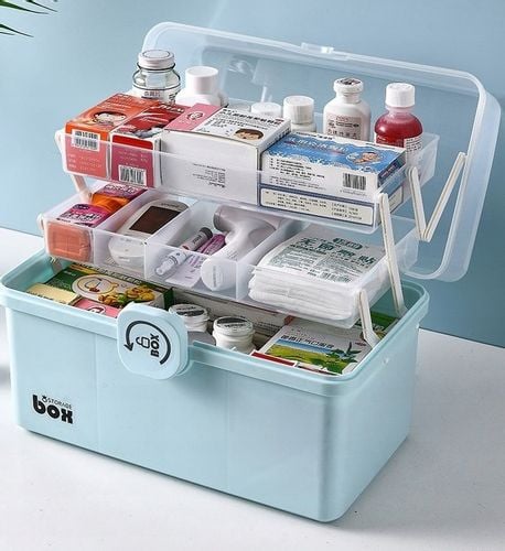 ORGANIZER POJEMNIK NA LEKI KASETKA APTECZKA DWUPOZIOMOWA Z BLOKADĄ DUŻA XXL na Arena.pl