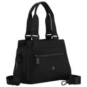 czarna, miejska torebka damska z poliestru, jednokomorowa - peterson