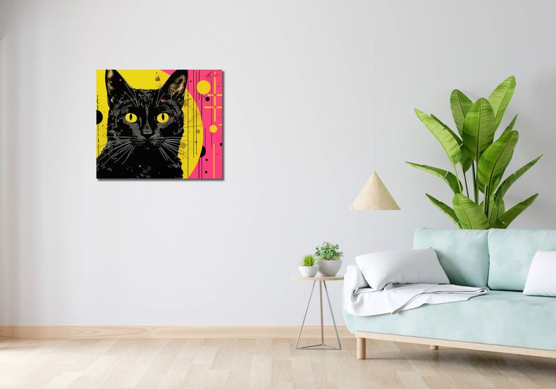 Obraz 70x60cm Neonowy Kocur zdjęcie 2