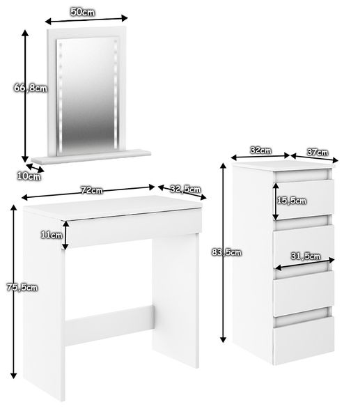 TOALETKA MEGAN 4S BIAŁA lustro LED zdjęcie 4