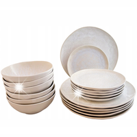 SERWIS OBIADOWY NA 6 OSÓB beżowy ceramiczny talerze talerzyki miski 18 el.