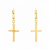 KOLCZYKI ZŁOTE STAL CHIRURGICZNA KRZYŻE WISZĄCE