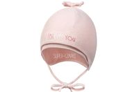BROEL Basic 87 czapka dla dziewczynki z kokardką pudrowy róż melanż 44-46