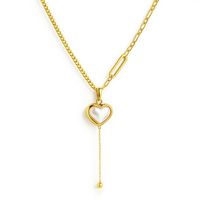 naszyjnik stal szlachetna pozłacana 14k złotem, perłowe serce nst2228