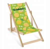 DREWNIANY LEŻAK DZIECIĘCY Summer Kid ZIELONO ŻÓŁTY z Nadrukiem Cytryny