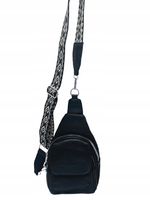 Sara Moda - torebka plecak skóra ekologiczna pasek BOHO czarny groszek 1969