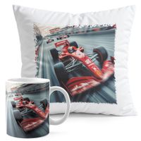 ZESTAW KUBEK + PODUSZKA DRUK - BOLID F1 WYŚCIGI SPORT