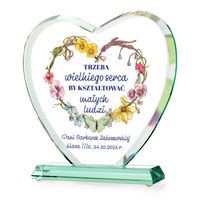 STATUETKA SERCE szklane Prezent dla wychowawcy ZAKOŃCZENIE ROKU SZKOLNEGO