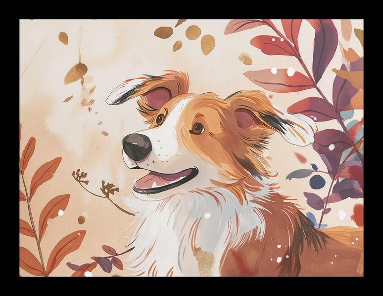 Plakat 20x15cm Collie Jesienną Porą zdjęcie 2