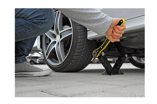 Podnośnik trapezowy z grzechotką LAMPA lewarek samochodowy 1T na Arena.pl