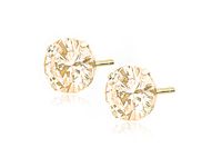 OKRĄGŁE POZŁACANE KOLCZYKI SZAMPAŃSKIE CYRKONIE