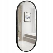 Duże lustro owalne wiszące czarna rama 75x40cm