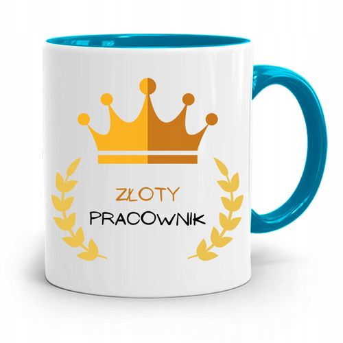 Pracownika Kubek Błękitny Złoty Pracownik Z Nadrukiem Ze Zdjęciem na Arena.pl