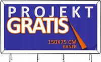 BANER REKLAMOWY oczkowany 150x75 cm ZAPROJEKTOWANIE w cenie NAPIS GRAFIKA