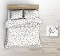 Pościel z kory 160x200 biała morelowe bukieciki