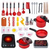CZERWONY Zestaw Kuchenny Do Gotowania, Garnek, Czajnik, Patelnia, Akcesoria