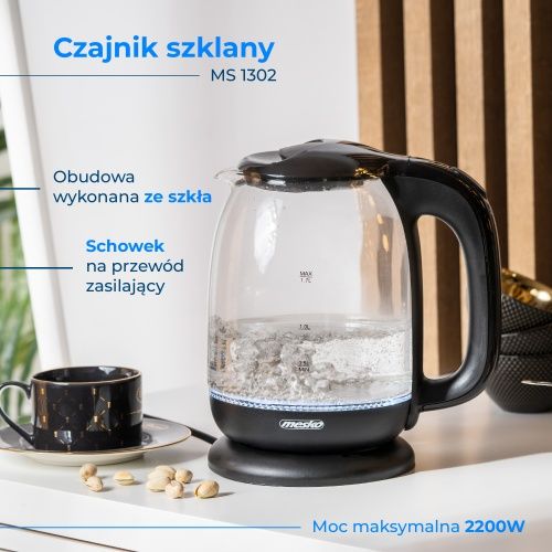 MS 1302 black Czajnik szklany 1,7 L zdjęcie 16