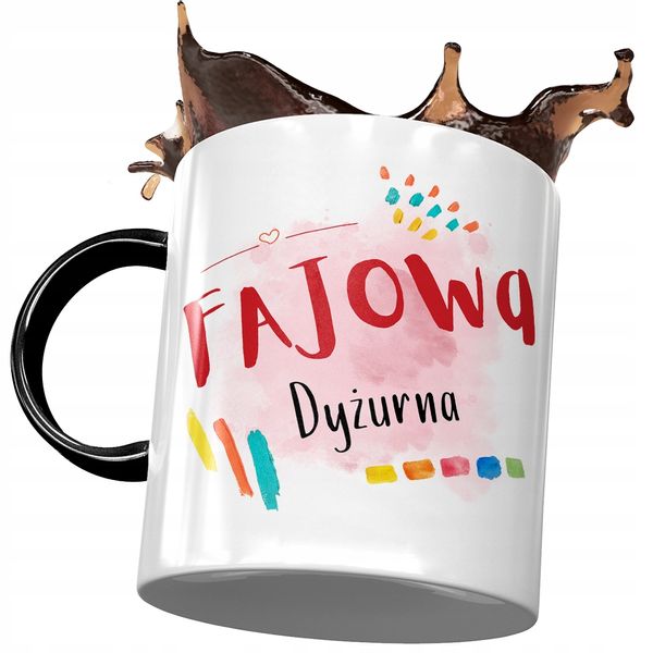 Kubek Czarny Dla Dyżurnej Fajowa Dyżurna Prezent Z Nadrukiem Ze Zdjęciem zdjęcie 1