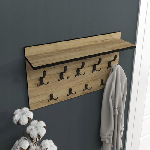 duży wieszak ścienny na ubrania dąb, hak czarny na Arena.pl