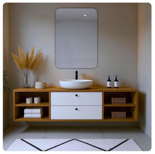 LUSTRO 70x120 cm ZAOKRĄGLONE ROGI BEZ OŚWIETLENIA ŁAZIENKOWE BEZ RAMY na Arena.pl