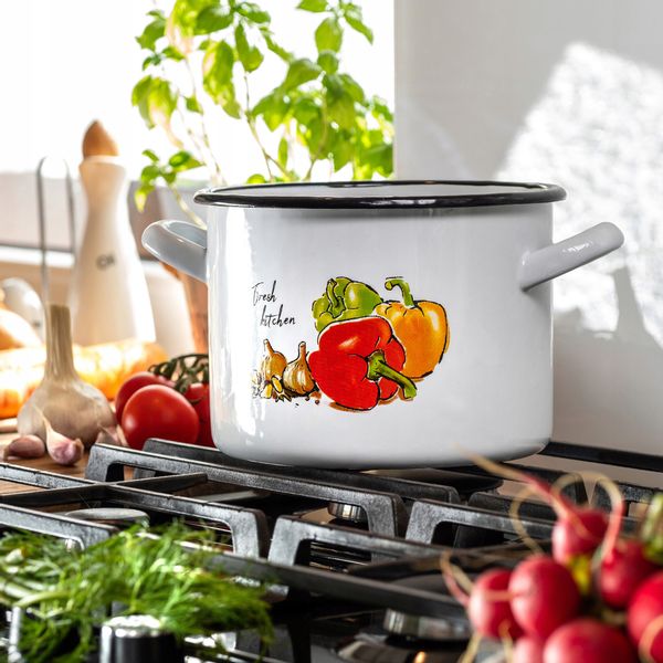GARNEK GAR EMALIOWANY DUŻY DO ROSOŁU 18cm 3,4 L zdjęcie 3