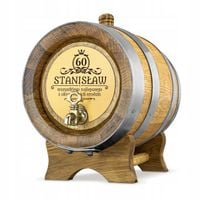 BECZKA DĘBOWA ANTAŁEK na WINO BIMBER 2L GRAWER PREZENT 50 60 URODZINY