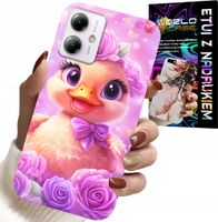 ETUI DO MOTOROLA MOTO G14 - SŁODKA KACZUCHA, KACZKA NA RÓŻOWYM TLE