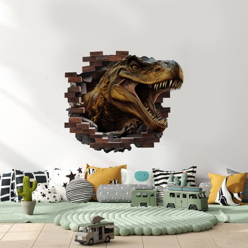 Naklejka SAMOPRZYLEPNA Groźny DINOZAUR Dżungla Efekt 3D 80cm x 60cm na Arena.pl