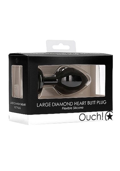Diamond Heart Butt Plug - Large - Black zdjęcie 2