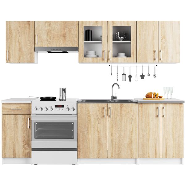 Szafka kuchenna LIMA witryna wisząca 80 cm H580 - biała dąb sonoma zdjęcie 6