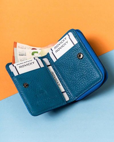 mały portfel damski ze skóry naturalnej ze wzorem fal - lorenti na Arena.pl