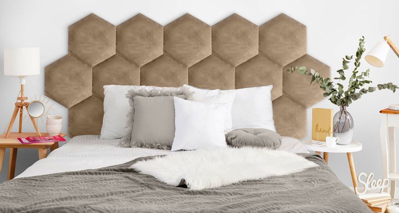 PANELE TAPICEROWANE PLASTER MIODU Heksagon BEŻOWY 35cm x 40cm zdjęcie 6