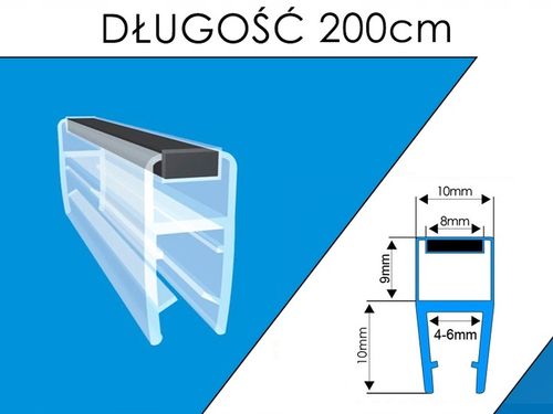 2M USZCZELKA MAGNETYCZNA DO KABINY PRYSZNICOWEJ DO DRZWI Z MAGNESEM 4-6MM na Arena.pl
