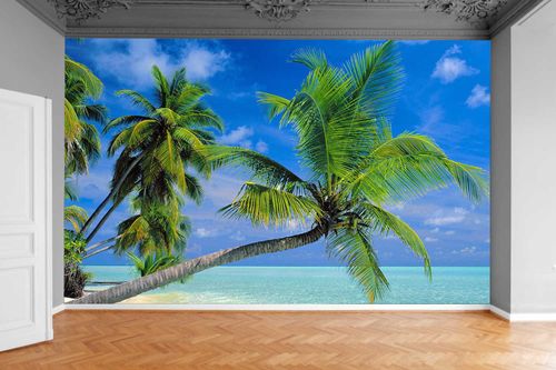 Fototapeta TROPIKALNE PALMY NAD BŁĘKITNYM MORZEM na Arena.pl